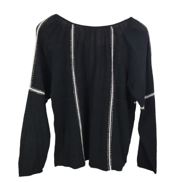 Love Stitch Contrast Lattice Tie Front Navy Top - Picture 5 of 5